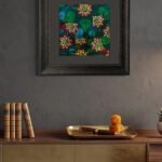 Decorative Floral Embroidered Wall Art in Premium Dark Wood Frame