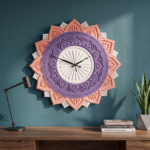 Decorative Lotus Mandala Wall Clock – Purple & Blush Pink