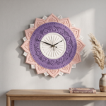 Decorative Lotus Mandala Wall Clock – Purple & Blush Pink