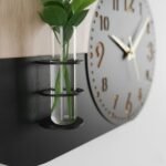 Decorative Wall Clock with Integrated Glass Vase