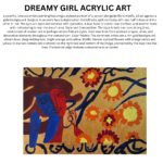 Dreamy Girl Acrylic Art – Contemporary Floral Portrait on Golden Canvas
