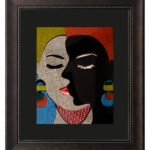 Embroidered Couple Face Wall Art