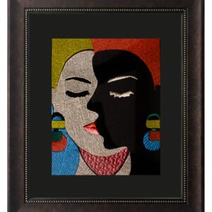 Embroidered Couple Face Wall Art