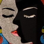 Embroidered Couple Face Wall Art