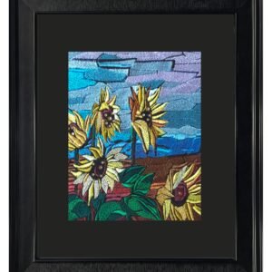 Embroidered Sunflower Landscape Wall Art