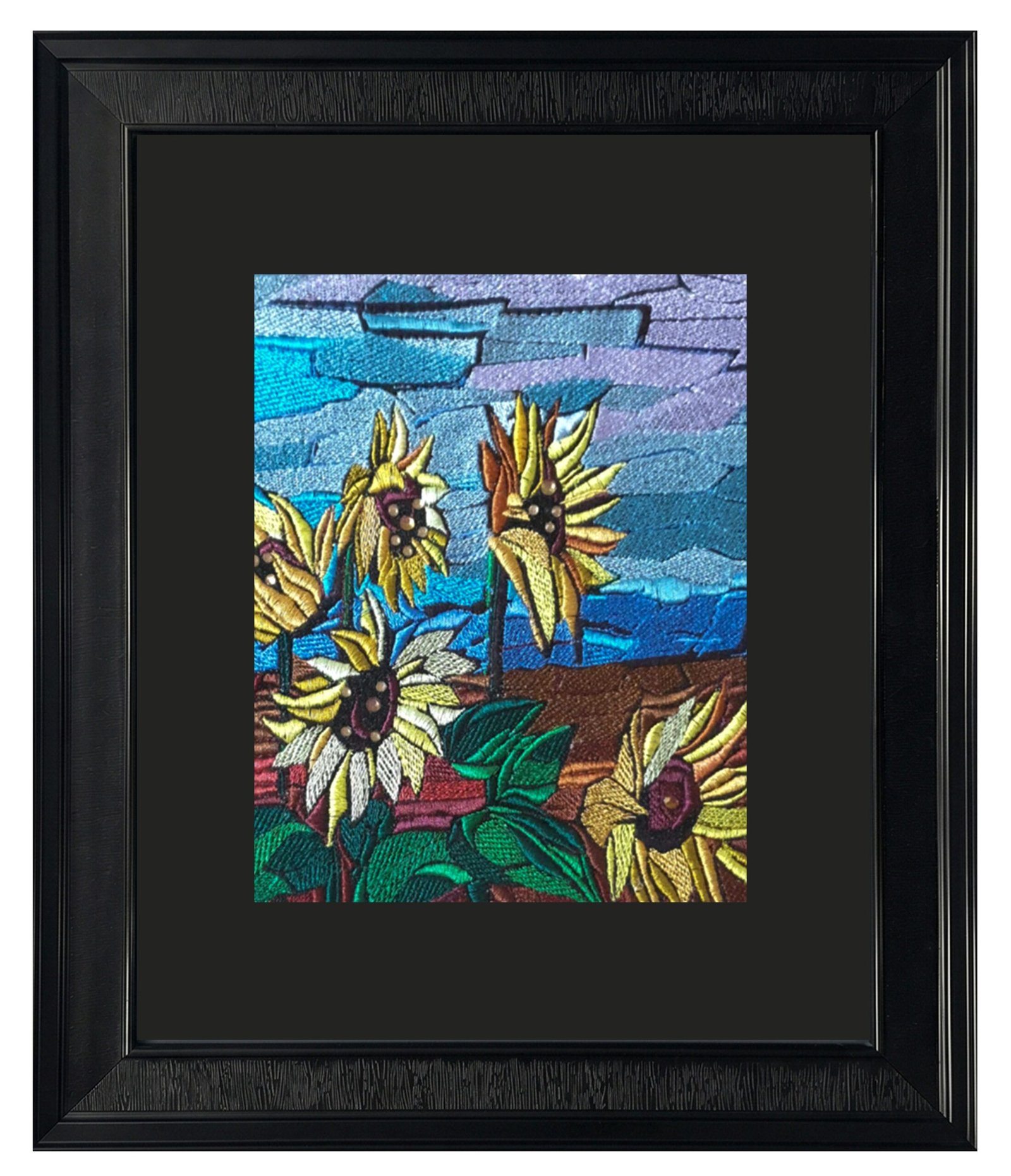 Embroidered Sunflower Landscape Wall Art