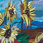 Embroidered Sunflower Landscape Wall Art
