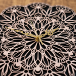 Floral Mandala Decorative Wall Clock – Rose Gold & Black