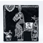 Folk-Art Style Monochrome Horse Painting