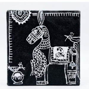 Folk-Art Style Monochrome Horse Painting