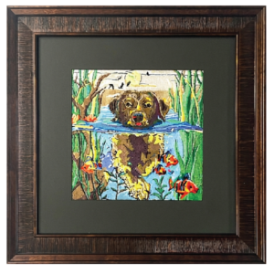 Framed Bear Underwater Embroidery Wall Art