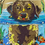 Framed Bear Underwater Embroidery Wall Art