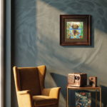 Framed Bear Underwater Embroidery Wall Art