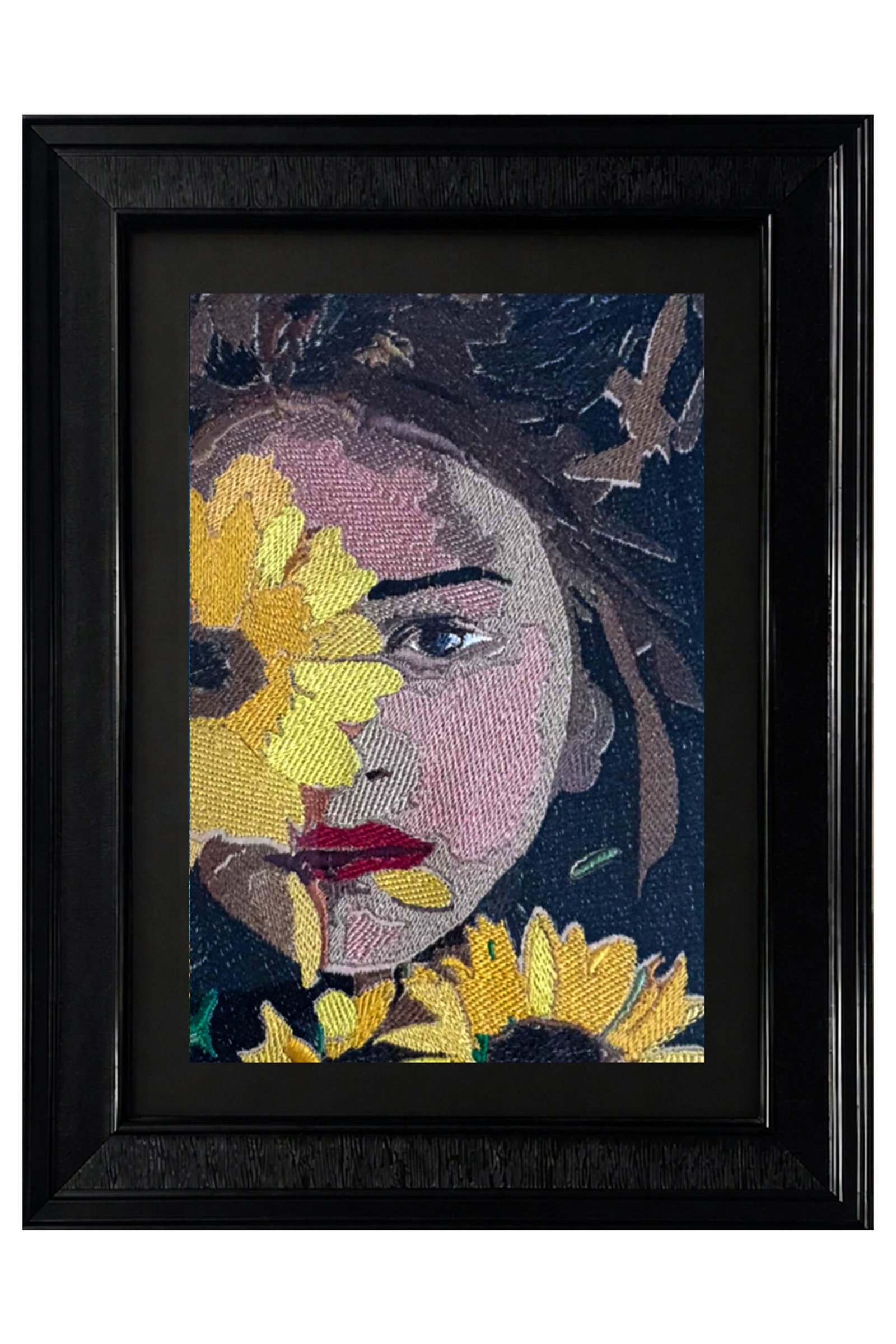 Framed Embroidered Portrait Wall Art