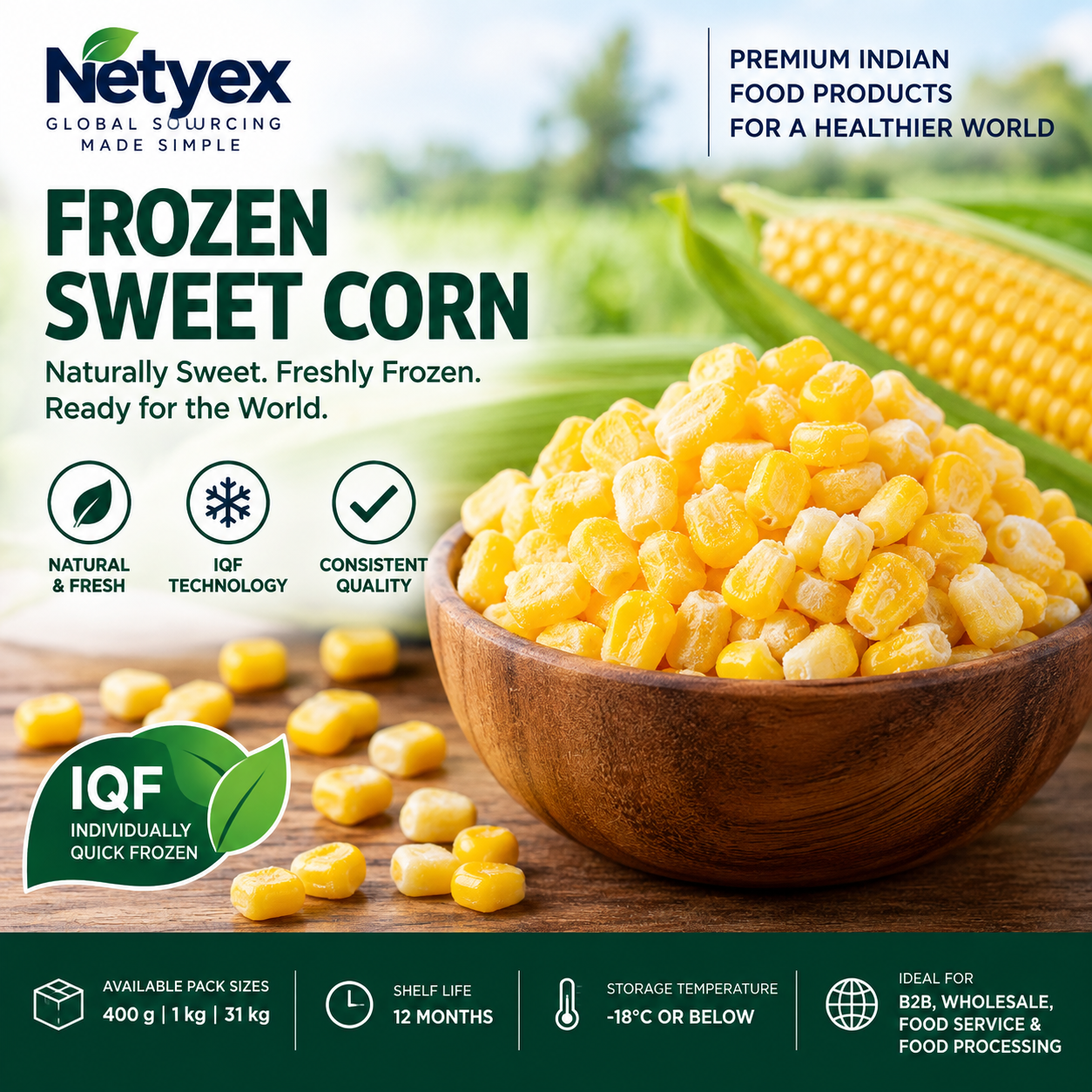 Frozen Sweet Corn – Premium IQF Frozen Corn