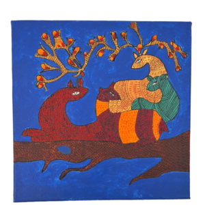 Gond Art Painting – Vibrant Tribal Deer & Nature Artwork