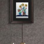 Hand Embroidered Floral Vase Framed Wall Art