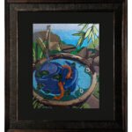 Handcrafted Embroidered Koi Fish Pond Wall Art