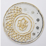 Handcrafted Gold & White Ganesha Decorative Wall Plate