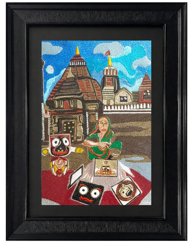 Handcrafted Temple-Inspired Embroidery Wall Art