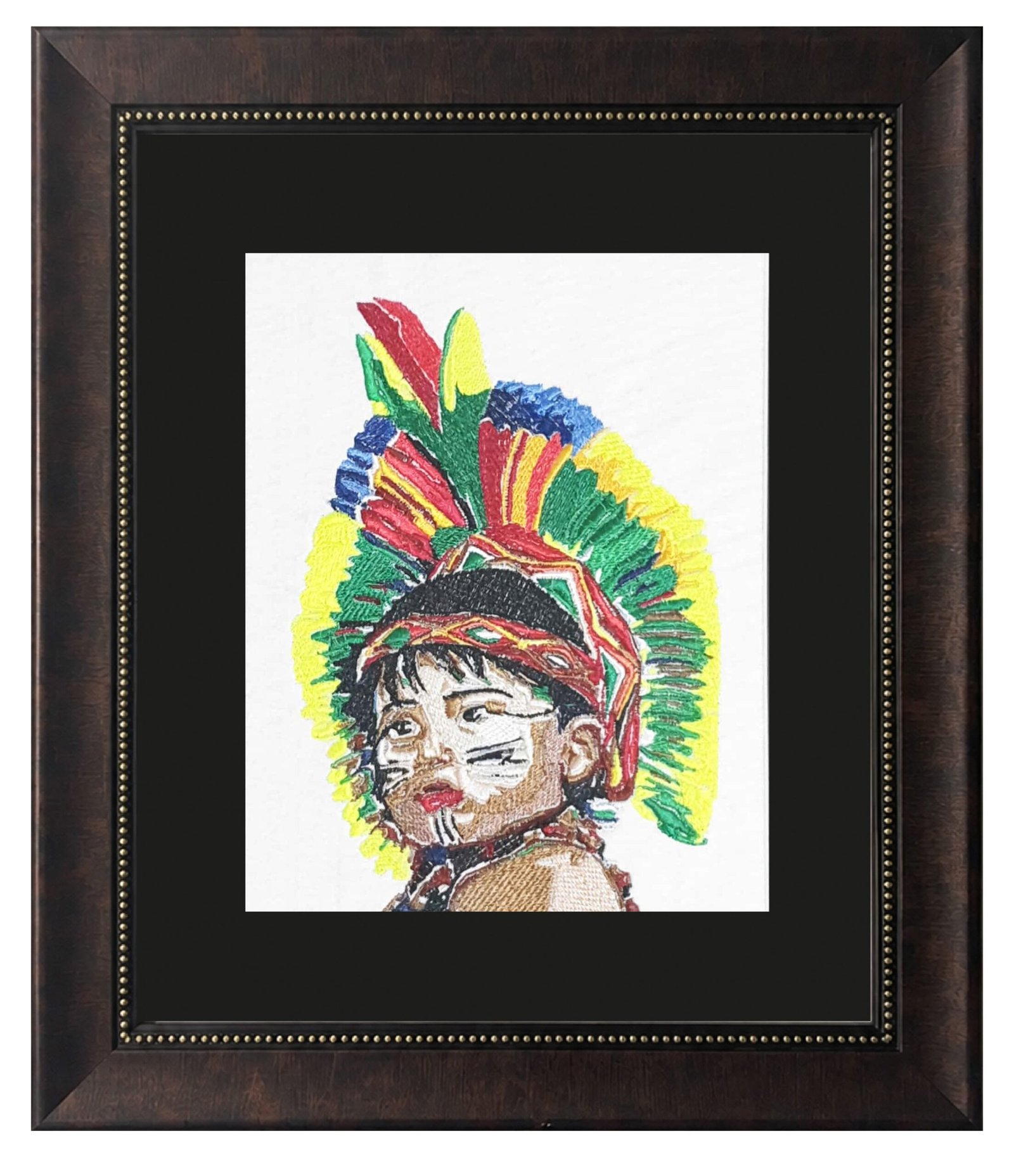 Handcrafted Tribal Portrait Embroidery Wall Art