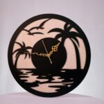 Handcrafted Wooden Tropical Sunset Wall Clock