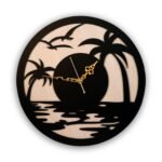 Handcrafted Wooden Tropical Sunset Wall Clock
