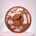 Handcrafted Wooden Tropical Sunset Wall Clock