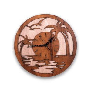 Handcrafted Wooden Tropical Sunset Wall Clock