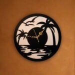 Handcrafted Wooden Tropical Sunset Wall Clock
