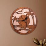 Handcrafted Wooden Tropical Sunset Wall Clock