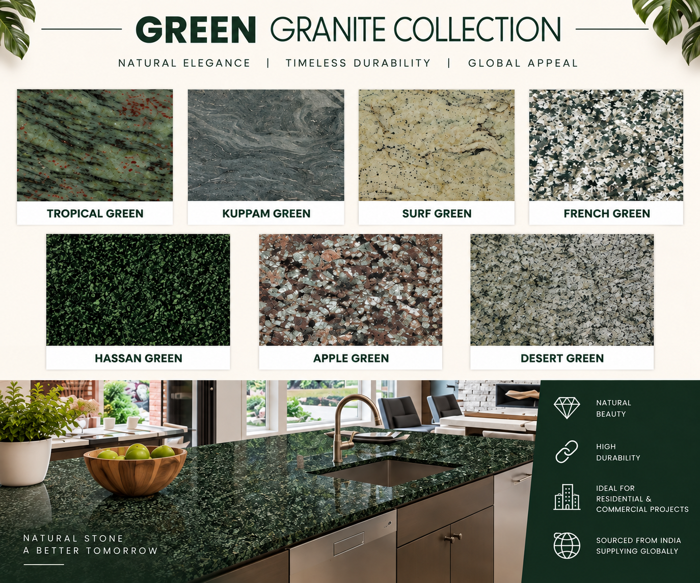 Indian Green Granite – Natural Stone for Wholesale, Commercial & Architectural Projects
