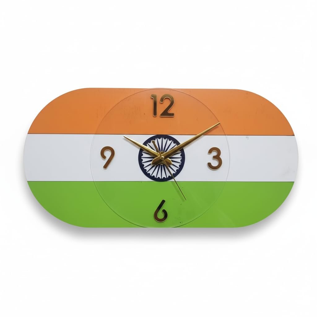 Indian Tricolor Wall Clock – Decorative Home & Office Timepiece