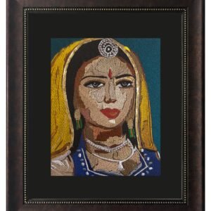 Intricately Embroidered Indian Portrait Wall Art
