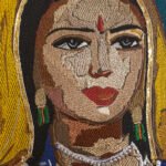 Intricately Embroidered Indian Portrait Wall Art