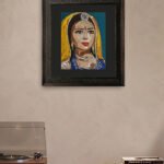 Intricately Embroidered Indian Portrait Wall Art