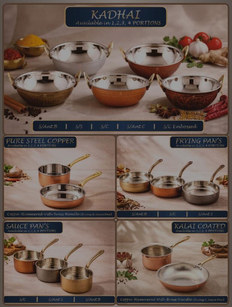 Kadhai Collection – Stainless Steel, Copper & Antique Finish Cookware