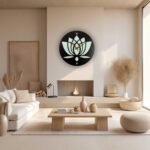 Lotus Bloom Decorative Wall Clock – Black & Gold