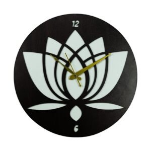 Lotus Bloom Decorative Wall Clock – Black & Gold