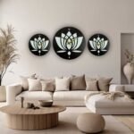 Lotus Bloom Decorative Wall Clock – Black & Gold