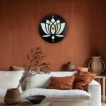 Lotus Bloom Decorative Wall Clock – Black & Gold