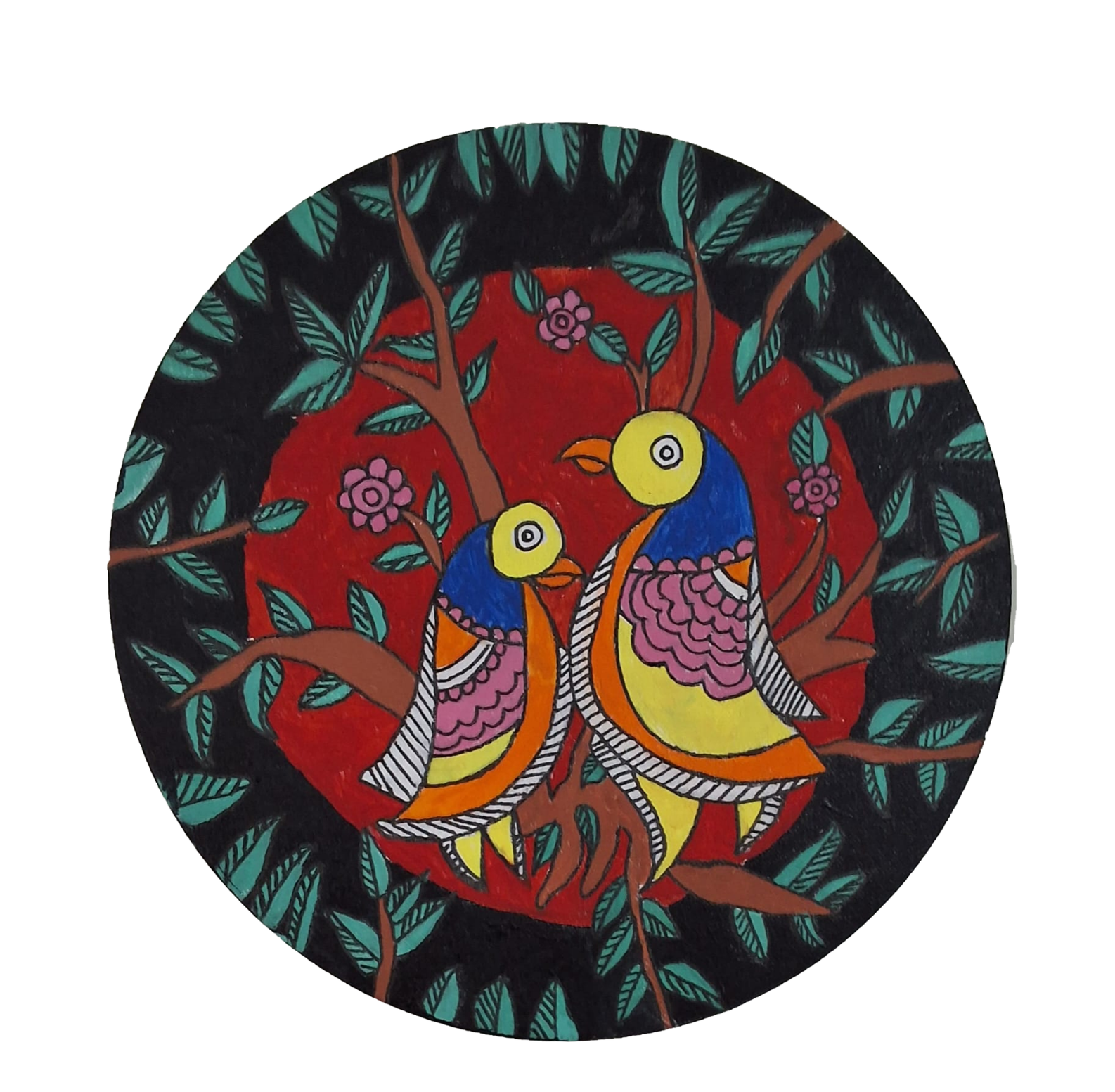 Madhubani Birds – Traditional Indian Folk Art Painting