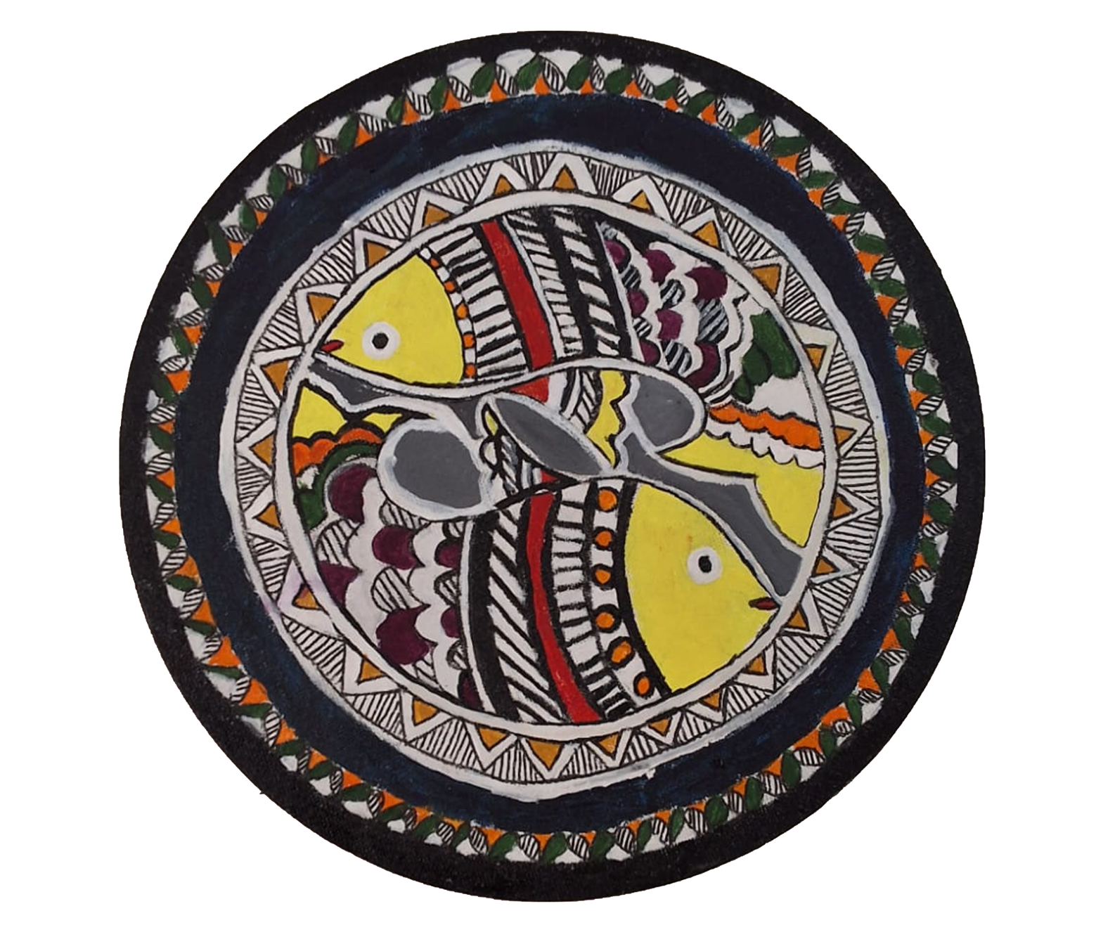 Madhubani Fish Folk Art Hand-Painted Wall Plate