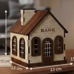 Miniature Wooden Bank House / Building Model