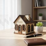 Miniature Wooden Bank House / Building Model