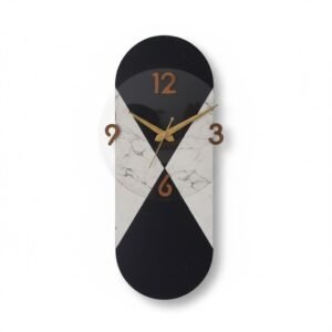 Modern Black & White Marble Wall Clock