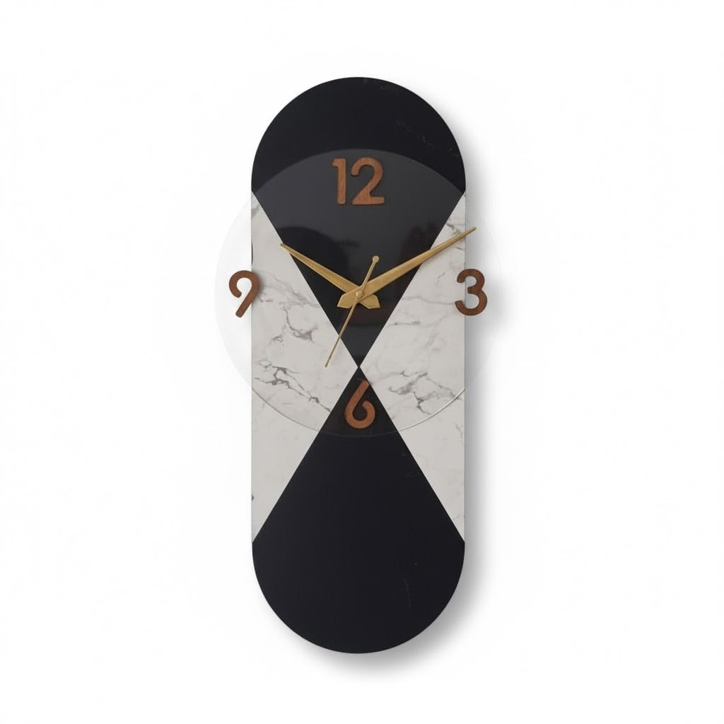 Modern Black & White Marble Wall Clock