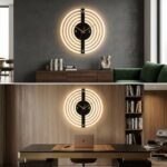 Modern Concentric Ring Wall Clock – Black, White & Gold