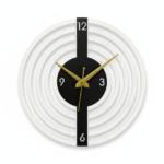 Modern Concentric Ring Wall Clock – Black, White & Gold