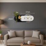 Modern Marble Wall Clock with Floating Shelf